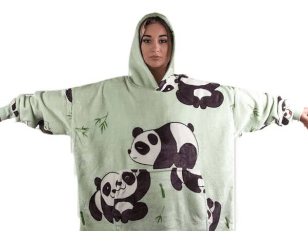 Sweat-shirt panda chaud couverture oversize xxl 2in1 fourrure épaisse douce avec capuche