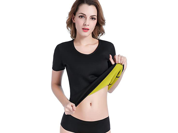 T-shirt de fitness en néoprène à manches courtes pour femmes