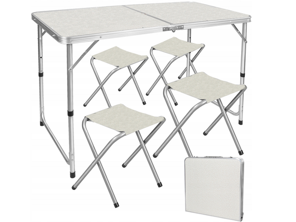 Table de tourisme table de camping pliante grande 4 chaises valise