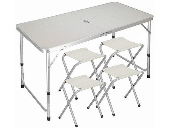 Table de tourisme table de camping pliante grande 4 chaises valise