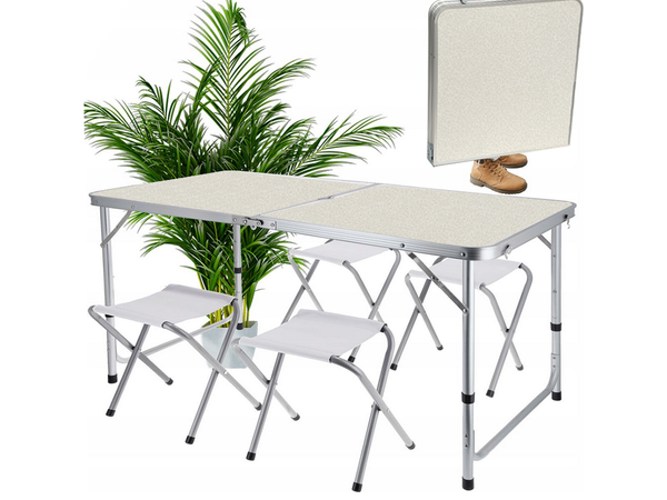 Table de tourisme table de camping pliante grande 4 chaises valise