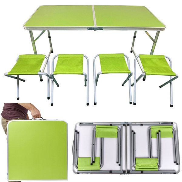 Table de tourisme table de camping pliante grande 4 chaises valise