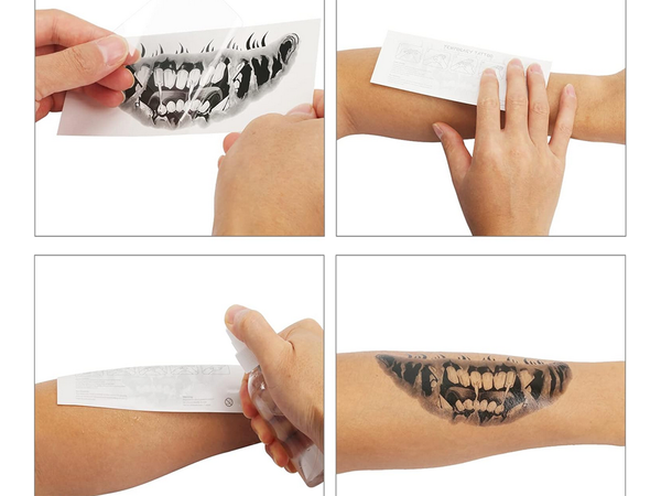 Tatouage halloween fausses dents réaliste lavable déguisement temporaire