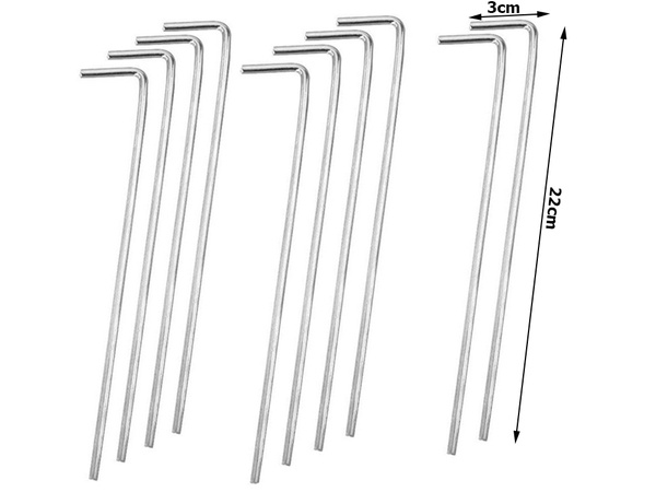 Tent pillars anchor pigs steel 22cm 10pcs hook & lamp; loop pins