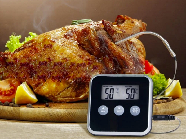 Thermomètre digital avec thermosonde pour rôtir la viande fumoir minuterie alarme lcd