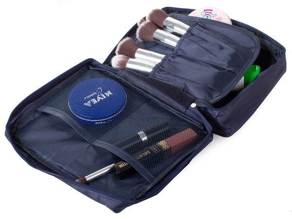 Trousse de maquillage organisateur de voyage bleu marine