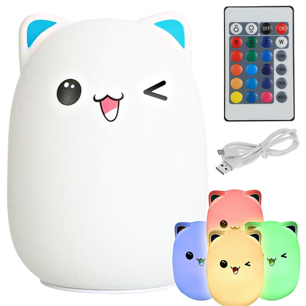 Veilleuse led chat rgb telecommande