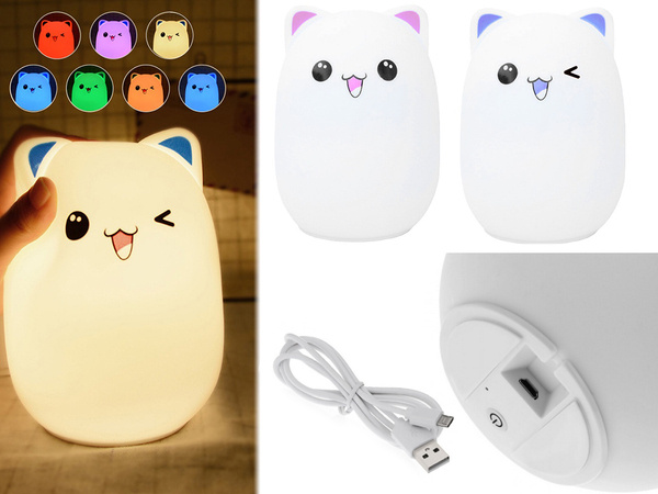 Veilleuse led chat rgb telecommande