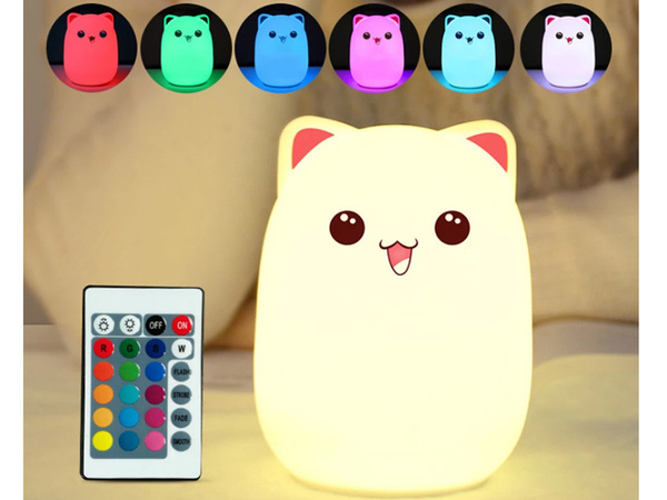 Veilleuse led chat rgb telecommande