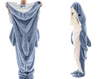 Couverture de requin pyjama vêtements de nuit costume chaud hiver capuche épais xl