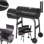 Gril de jardin grand baril de charbon de bois bbq smoker avec couvercle grille étagère roues