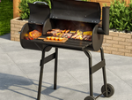 Gril de jardin grand baril de charbon de bois bbq smoker avec couvercle grille étagère roues