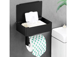 Porte-papier hygiénique avec étagère porte-mouchoirs loft noir wc