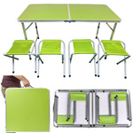 Table de tourisme table de camping pliante grande 4 chaises valise