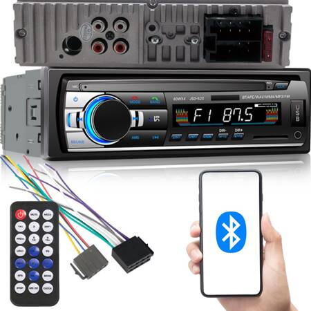 Autoradio bluetooth usb aux sd 1-din microphone + pilot 4 x 60w