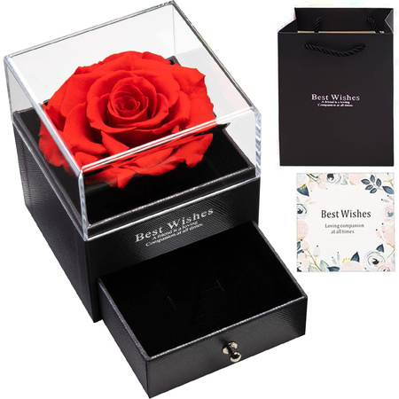 Immerwährende rose in einer box geschenkbox schmuck halskette schublade