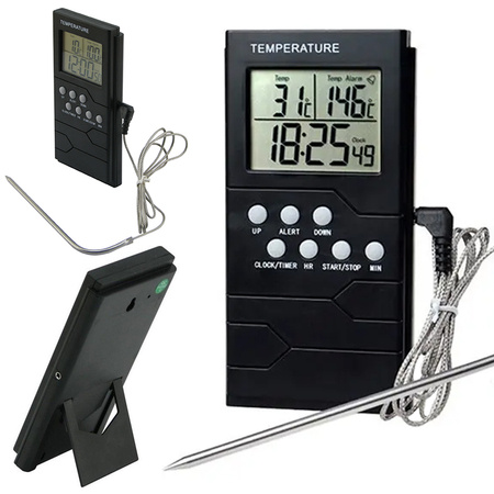 Küchenthermometer sonde lcd-uhr für fleisch