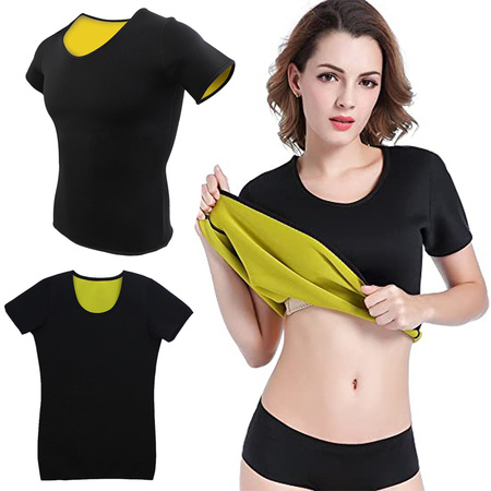 Neopren-fitness-t-shirt für frauen mit kurzen ärmeln