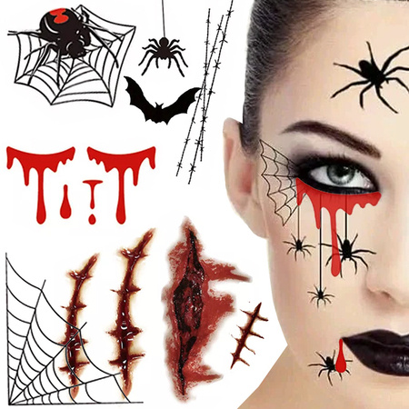 Tattoos halloween fake realistisch abwaschbar temporär verkleidung blut