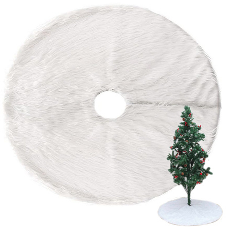 Weihnachtsbaummatte weiß pelzig 90 cm rund