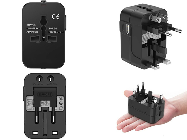 Adapter socket connector uk usa eu aus universal 2x usb worldwide