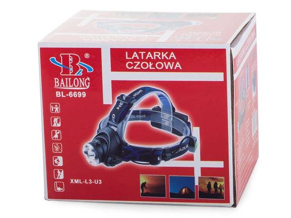 Bailong kopf taschenlampe zoom led cree xm-l3-u3