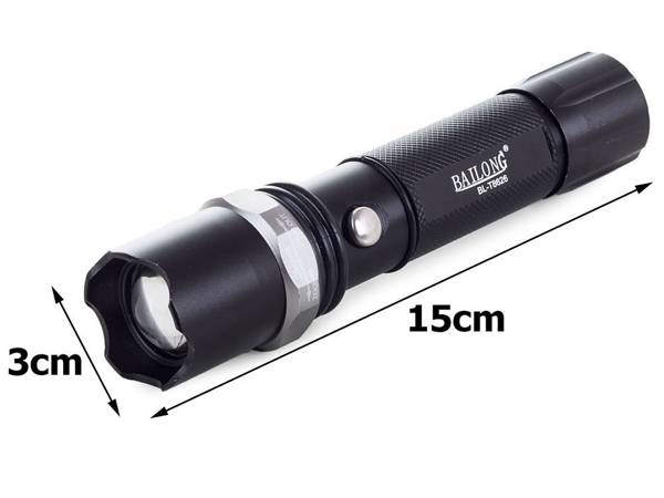 Bailong taktische led-taschenlampe zoom xml t6 batut