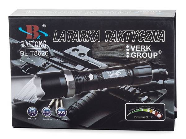 Bailong taktische led-taschenlampe zoom xml t6 batut