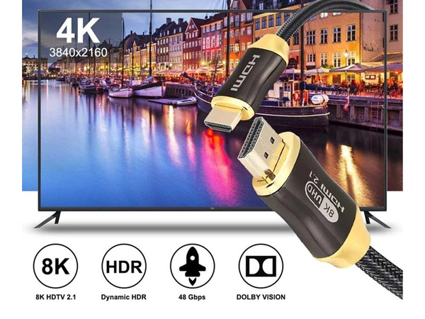 Hdmi 2.1 videokabel ultra high speed 8k 60hz 4k 120hz hq gold 3m