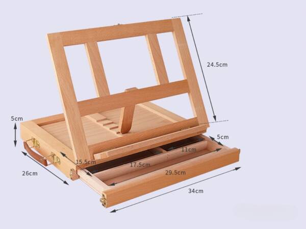 Schreibtisch staffelei holzkiste mit schublade neigungsverstellung