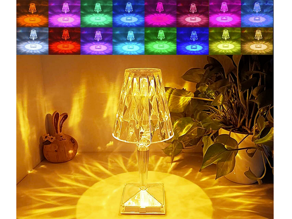 Tischlampe led crystal rgb usb fernbedienung