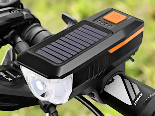 Vordere led fahrradlampe mit horn solar signal lenker