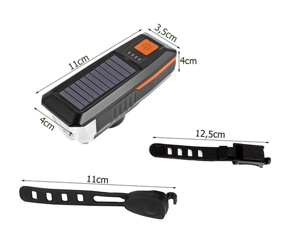 Vordere led fahrradlampe mit horn solar signal lenker