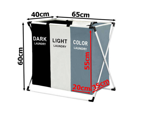 Wäschekorb 3 fächer freistehend organiser container 135l