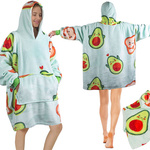 Warmes avocado-sweatshirt oversize-decke xxl 2in1 dickes kunstfell weich mit kapuze