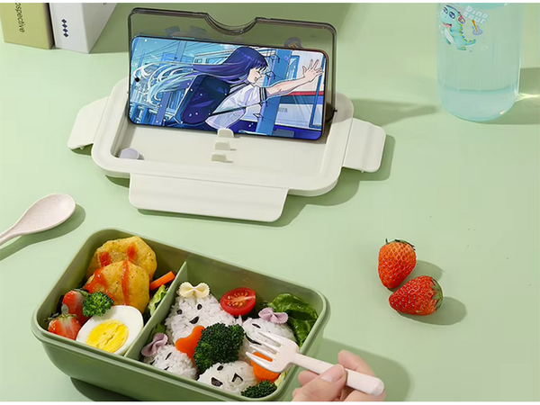 Lunchbox śniadaniówka pojemnik na śniadanie do szkoły przegródki sztućce