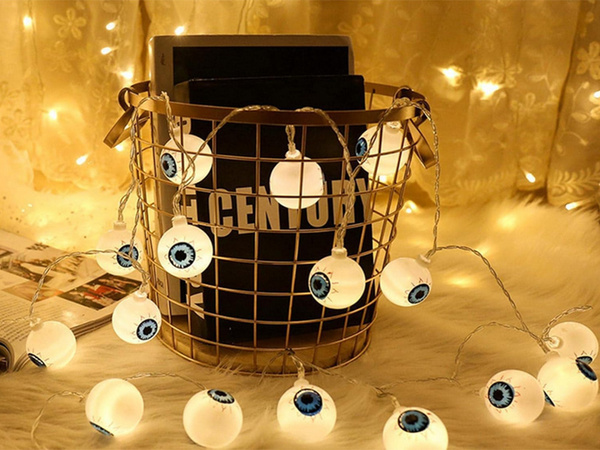 Lumières 10 led pendantes yeux halloween 200cm décoration lumineuse yeux décoration