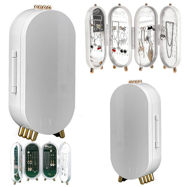 Organizator de bijuterii pliabil casetă de afișare oglindă stand alb