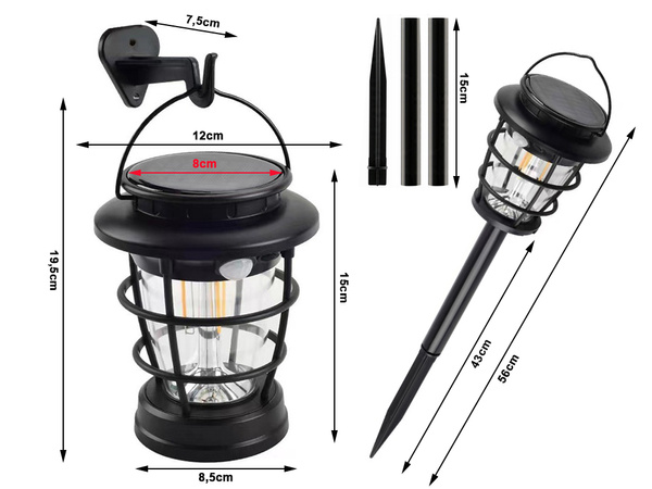 Lanterne de camping solaire lanterne de jardin led usb détecteur de mouvement au crépuscule