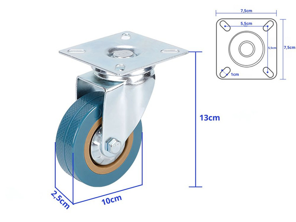 Kovový kolíček na nábytek 4 inch rolling metal for furniture carrier tichý 100mm