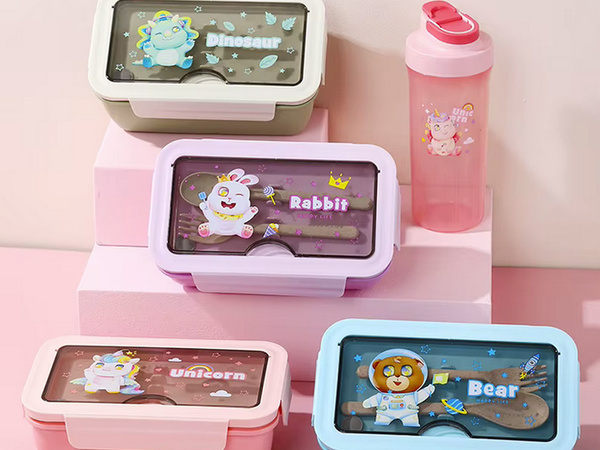 Lunchbox śniadaniówka pojemnik na śniadanie do szkoły przegródki sztućce