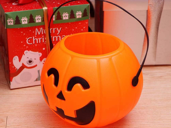 Halloween bucket pumpkin candy container large