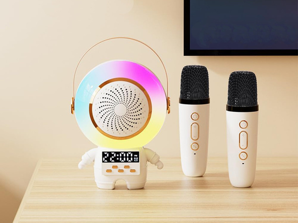 Bezžīļu karaoke personāla komplekts bluetooth speaker + 2x mikrofons