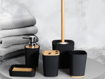 Set de baño cepillo de baño wc dispensador de jabón cestilla de bambú 5