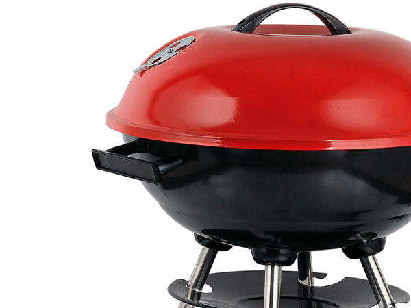 Barbacoa de briquetas de carbon de jardin ruedas tapa redonda cerrable portatil