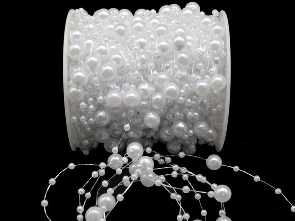 Perla alb candelabru perle crăciun copac lanț margele 8mm bobină 5m