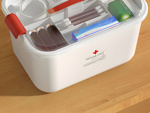 Home first aid kit medicine container organiser with insert and handle with closure