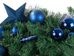 Christmas tree baubles holiday blue glitter star 8 / 6 / 5
