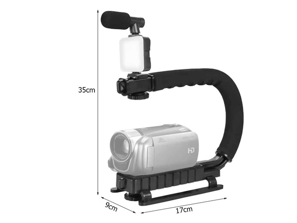 Vlogging-kit videoaufnahme stativ mikrofon telefonhalter