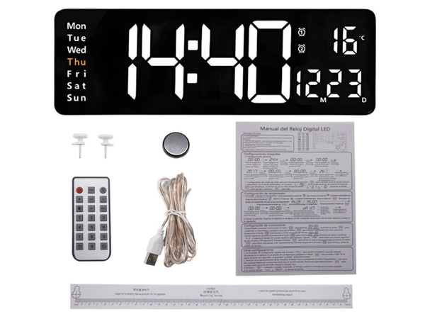 Elektronické hodiny digitální led přívěsek datum teplota budík dny